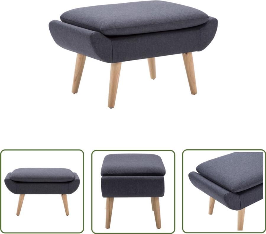 VidaXL Voetenbank Donkergrijs 73x43x42 cm Voetenbank Hocker Lounge Bankje Relaxstoel Grijs Meubilair Stoffen Bankje Donkere Kleuren Huiskamer Accessoires Woonkamer Meubels Gezellig Thuis Trendy Meubelen