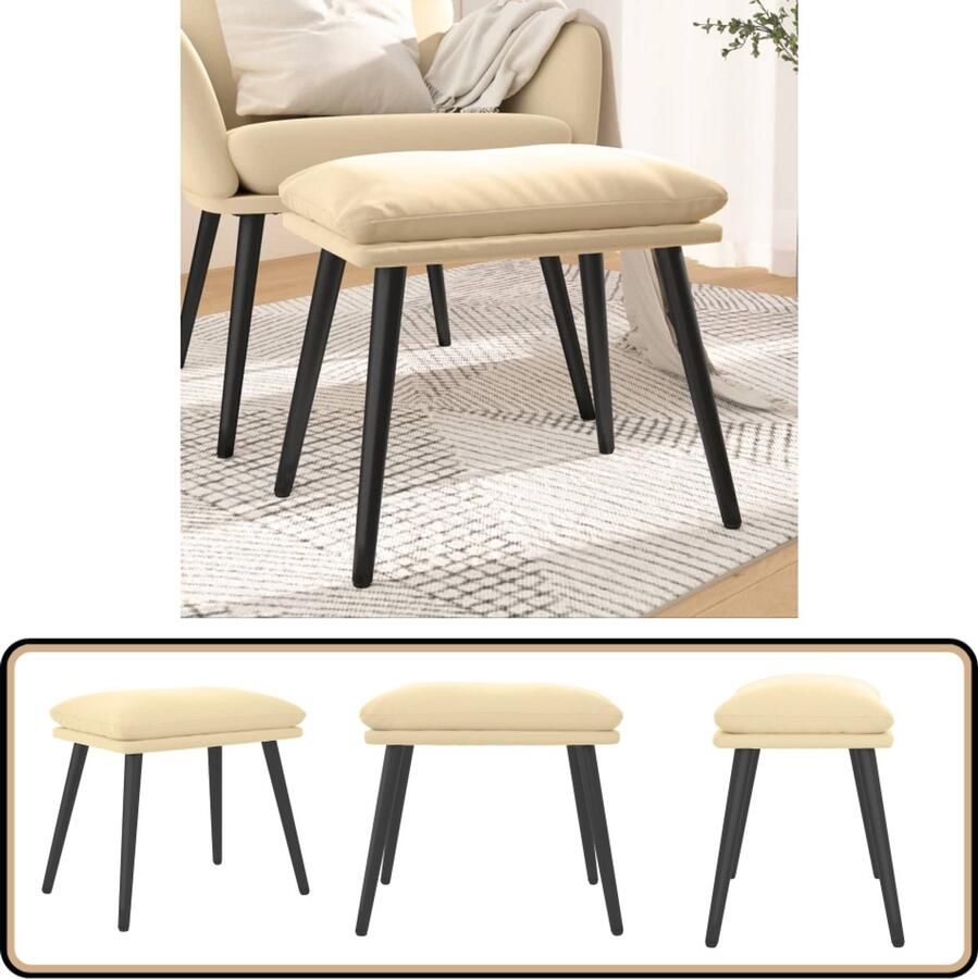 VidaXL Voetenbank Fluweel 45x29 5x35 cm Crèmewit Voetbank Voetenbank Relaxstoel Lounge Stoel Salon Meubilair Huiskamer Decoratie Luxe Meubel Velvet Meubilering Creme Wit Meubilair