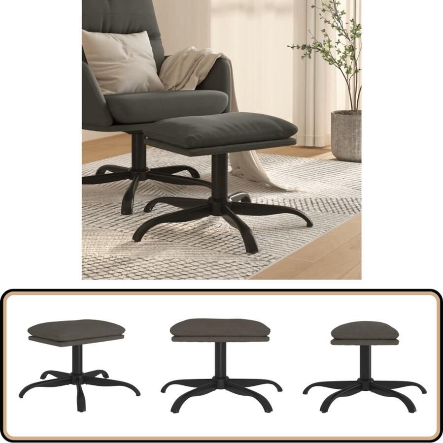 VidaXL Voetenbank Fluweel 60x60x36 cm Donkergrijs Voetbank Fluweel Stoffen Meubilair Donkere Grijze Meubels Salontafel Relaxstoel Loungehoek Woonkamer Decoratie Luxe Voetbank Comfort - Foto 2