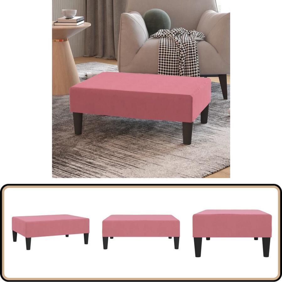 VidaXL Voetenbank Fluweel 78x56x32 cm Roze Voetbank Fluweel Bank Roze Meubels Lounge Accessoires Relax Stoelen