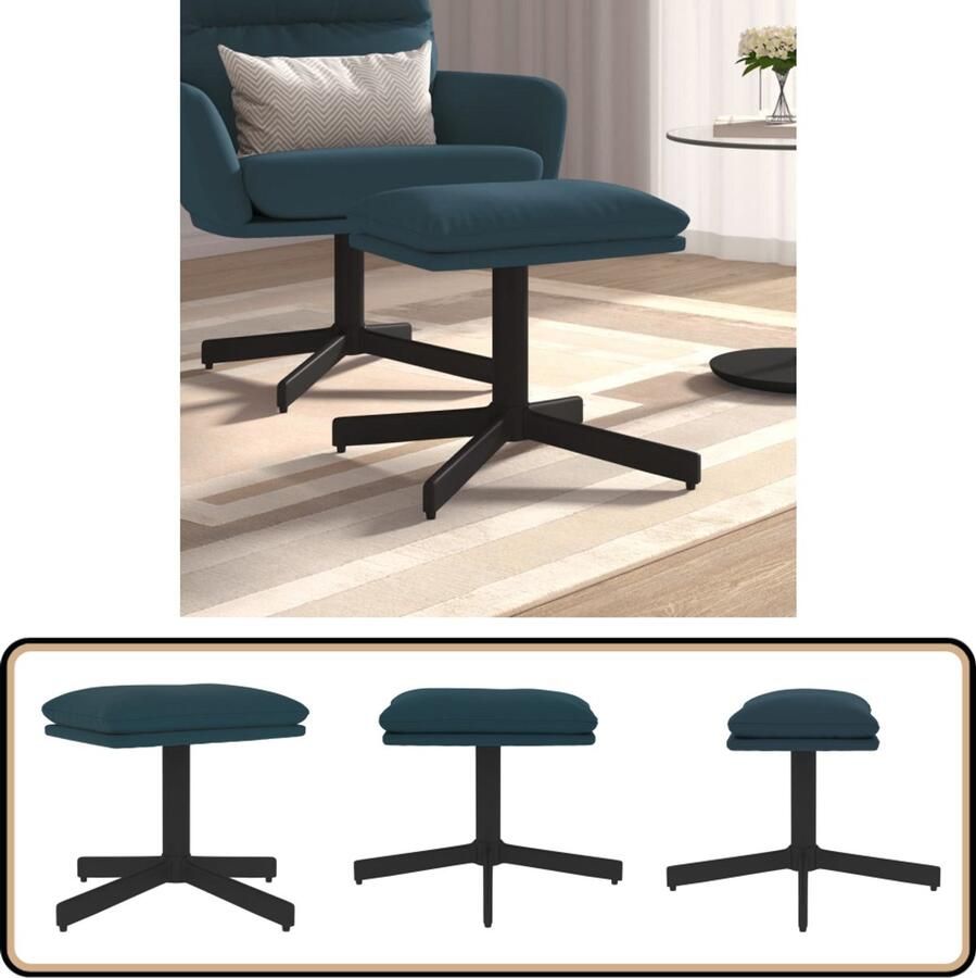 VidaXL Voetenbank Fluweel Blauw 60x60x36 cm Voetbank Fluweel Voetbank Blauwe Voetbank Moderne Voetbank Relaxstoel Salontafel Woonkamer Meubilair Comfort