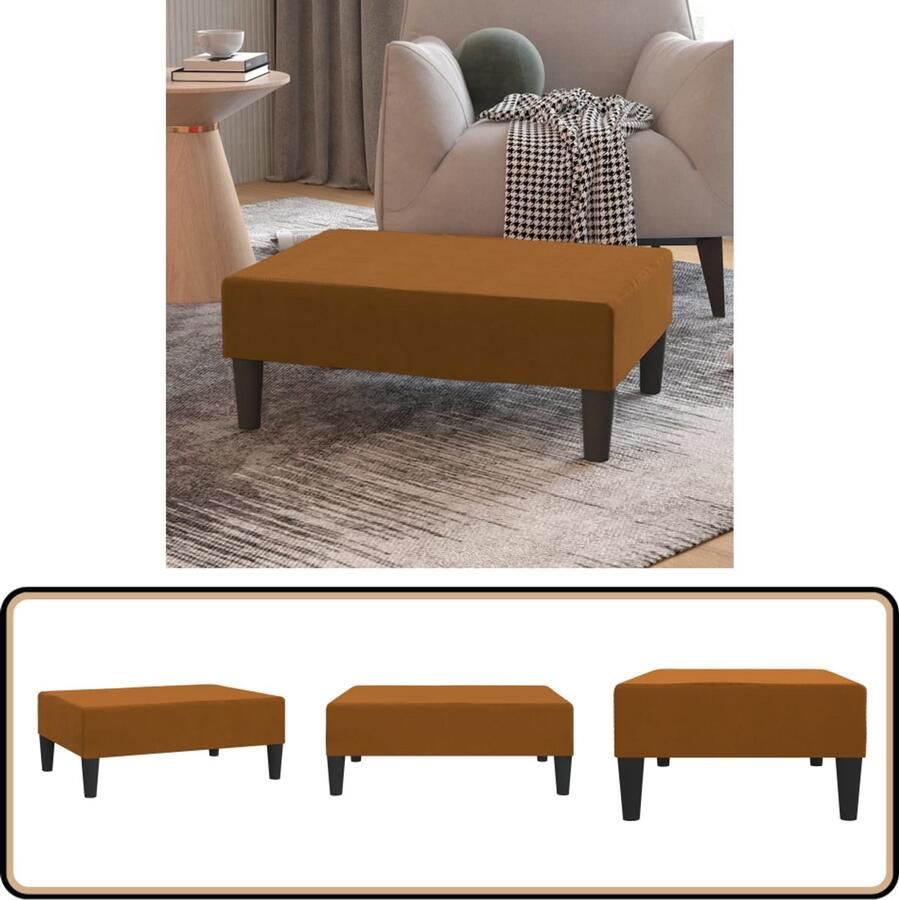 The Living Store Voetenbank Fluweel Bruin 78 x 56 x 32 cm Montage vereist Voetbank Voetenbank Relaxstoel Lounge Stoel Huiskamer Meubilair