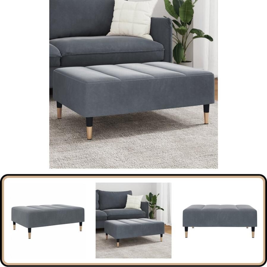 VidaXL Voetenbank Fluweel Donkergrijs 77x55x31 cm Voetbank Donkere Kleuren Fluweel Stoffen Lounge Meubels Relaxstoel Accessoires