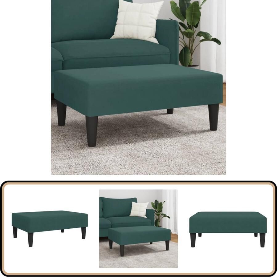 VidaXL Voetenbank Fluweel Donkergroen 77x55x31 cm Voetenbank Voetenbanken Voetenbankje Voetensteun