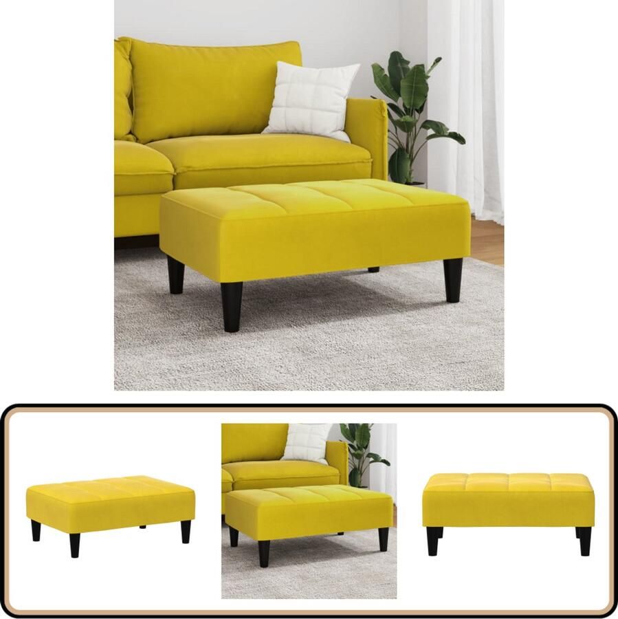 VidaXL Voetenbank Fluweel Geel 77x55x31 cm Voetenbank Voetenbanken Voetenbankje Voetensteun