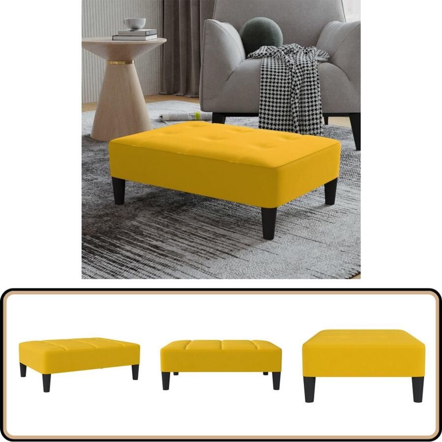 VidaXL Voetenbank Fluweel Geel 78x56x32 cm Voetbank Fluweel Bankje Gele Bank Moderne Bank Relaxstoel