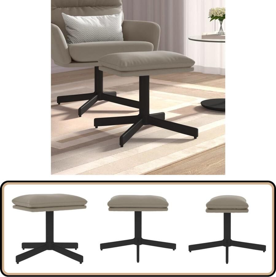 VidaXL Voetenbank Fluweel Lichtgrijs 60x60x36 cm Voetbank Fluweel Voetbank Grijze Voetbank Moderne Voetbank Relaxstoel