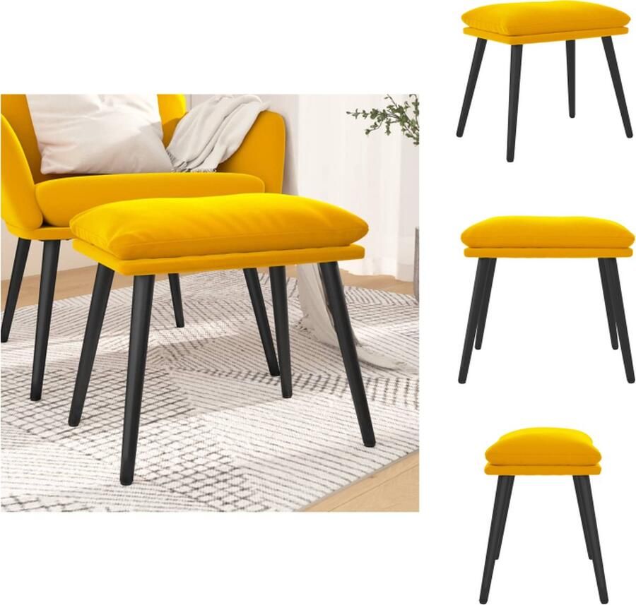 VidaXL Voetenbank Voetenbanken Voetenbankje Voetensteun Voetenbank 45x29-5x35 cm fluweel mosterdgeel - Foto 3