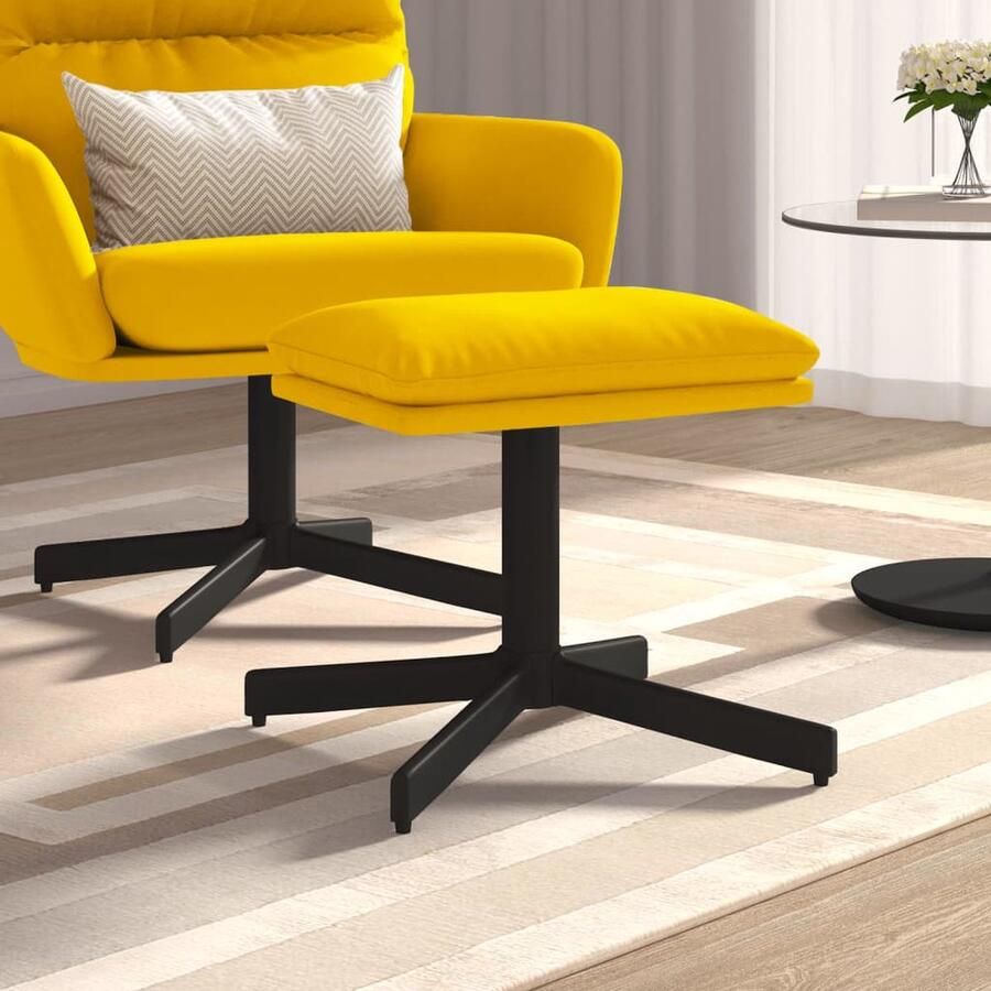 VidaXL Voetenbank Fluweel Mosterdgeel 60x60x36 cm Voetbank Voetenbank Lounge Stoel Relaxstoel Huiskamer Meubilair Mustard Yellow Furniture Velvet Sofa - Foto 2