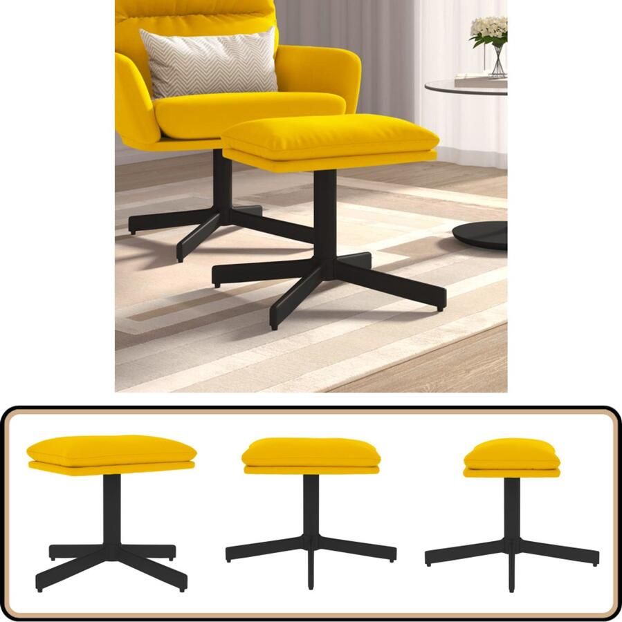 VidaXL Voetenbank Fluweel Mosterdgeel 60x60x36 cm Voetbank Voetenbank Lounge Stoel Relaxstoel Huiskamer Meubilair Mustard Yellow Furniture Velvet Sofa