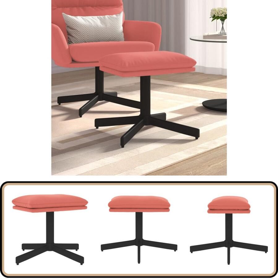 VidaXL Voetenbank Fluweel Roze 60x60x36 cm Voetbank Fluweel Voetbank Roze Voetbank Moderne Voetbank Relaxstoel