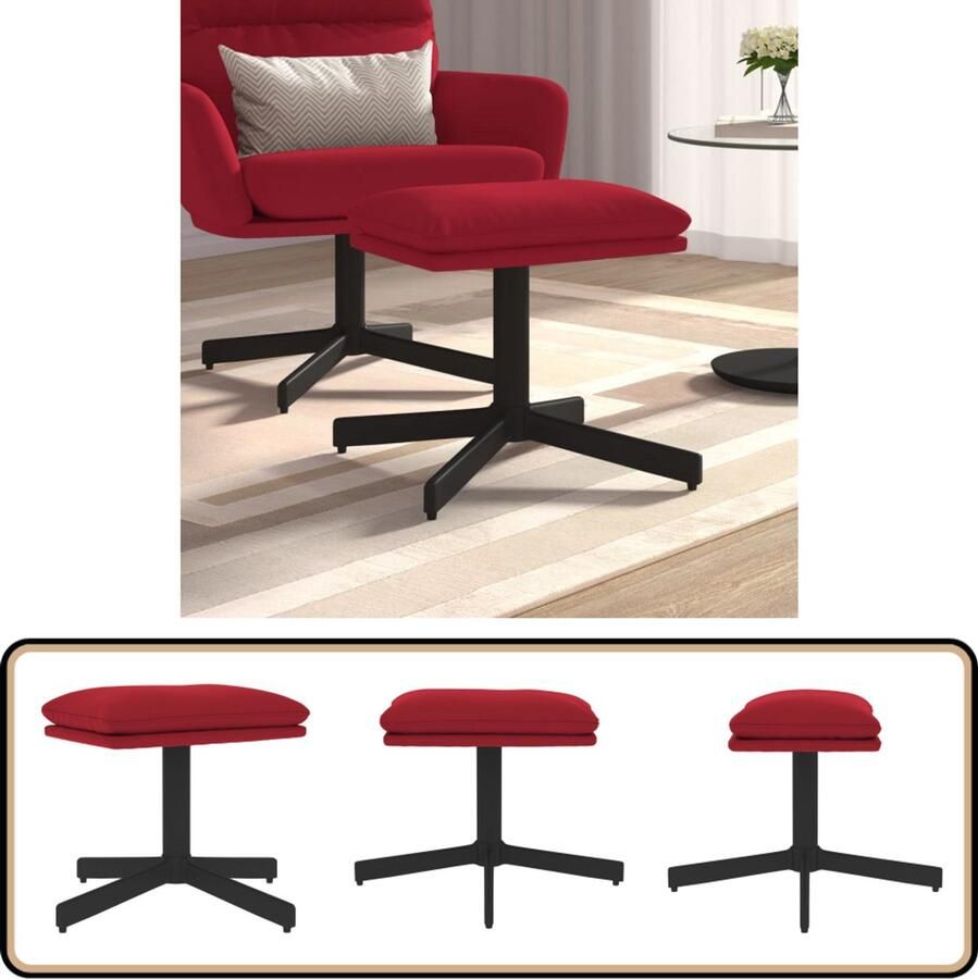 VidaXL Voetenbank Fluweel Wijnrood 60x60x36 cm Voetbank Voetenbank Relaxstoel Lounge Stoel Woonkamer Meubilair Fluweel Sofa Rood Meubilair