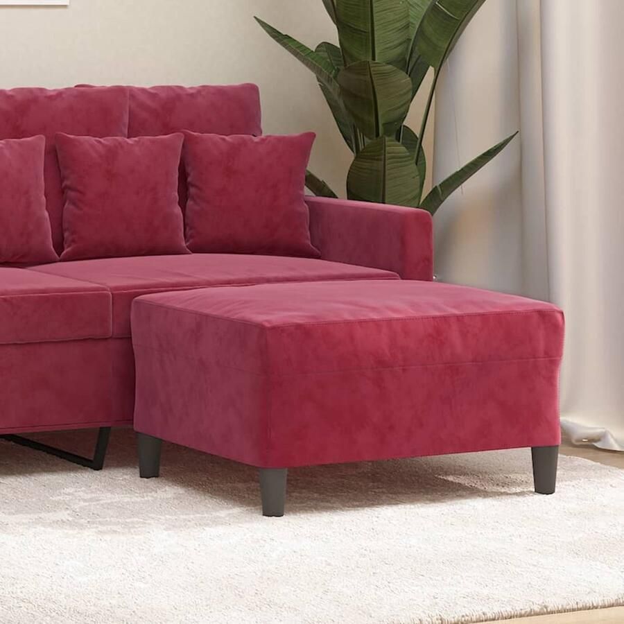 VidaXL Voetenbank fluweel wijnrood 70x55x41 cm Voetbank Fluweel Wijnrood Lounge Meubilair Relax Stoel