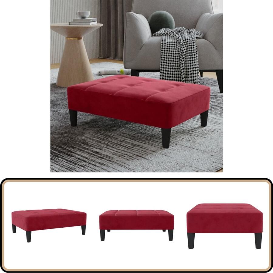 VidaXL Voetenbank Fluweel Wijnrood 78x56x32 cm Voetbank Fluweel Bank Lounge Stoel Relaxstoel Bijzettafel Rood Meubilair Moderne Voetenbank Kleine Voetenbank Multifunctionele Voetenbank