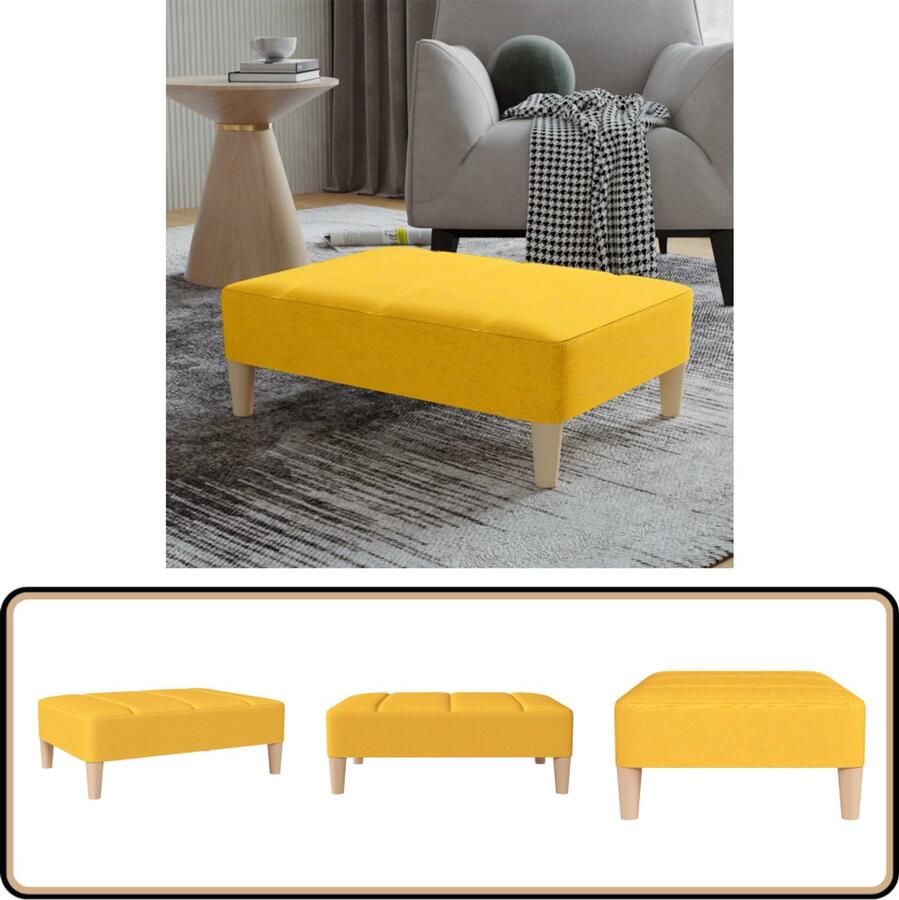 VidaXL Voetenbank Geel 78x56x32 cm Stof Voetbank Voetenbank Relaxstoel Stoffen Bankje Lounge Meubilair Huiskamer Decoratie Moderne Fauteuil