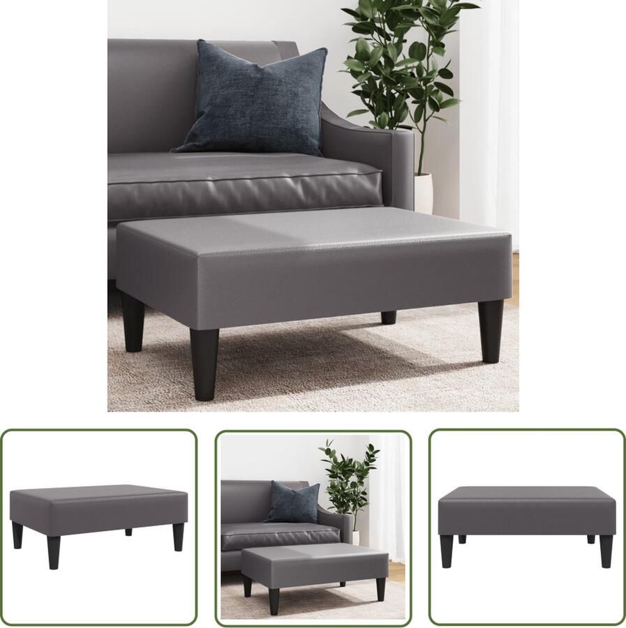 The Living Store Voetenbank 77x55x31 cm kunstleer grijs Voetenbank Kunstleder Grijs Lounge Meubilair Salontafel