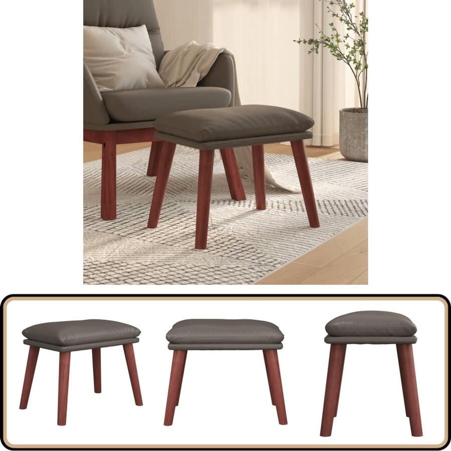 VidaXL Voetenbank Kunstleer 45x29 5x35 cm Grijs Voetenbank Relaxstoel Salontafel Huiskamer Meubels Grijze Meubelen