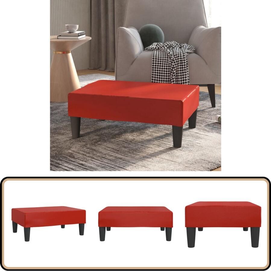 VidaXL Voetenbank Kunstleer 78x56x32 cm Wijnrood Voetbank Voetenbank Lounge Bankje Relaxstoel Stoel Huiskamer Meubilair Rood Meubilair Moderne Fauteuil Kunstleder