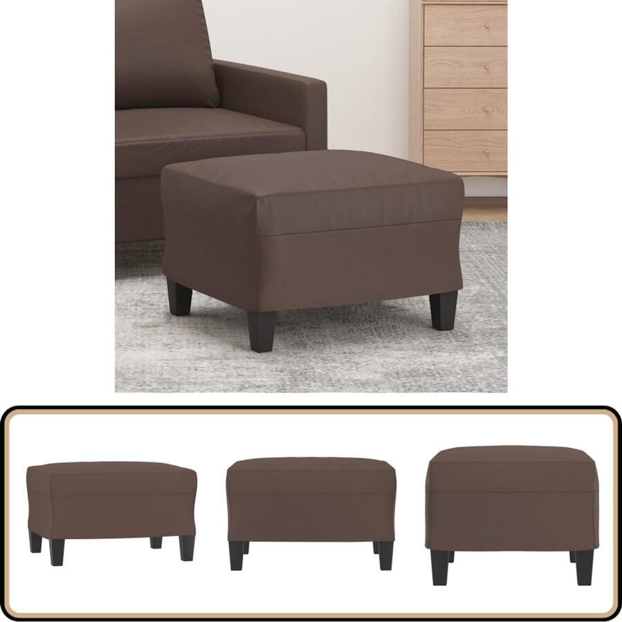 The Living Store Voetenbank Bruin Multiplex en Metaal 60 x 50 x 41 cm Duurzaam Kunstleer Voetenbank Relaxstoel Lounge Stoel Multifunctionele Meubels Huiskamer Accessoires
