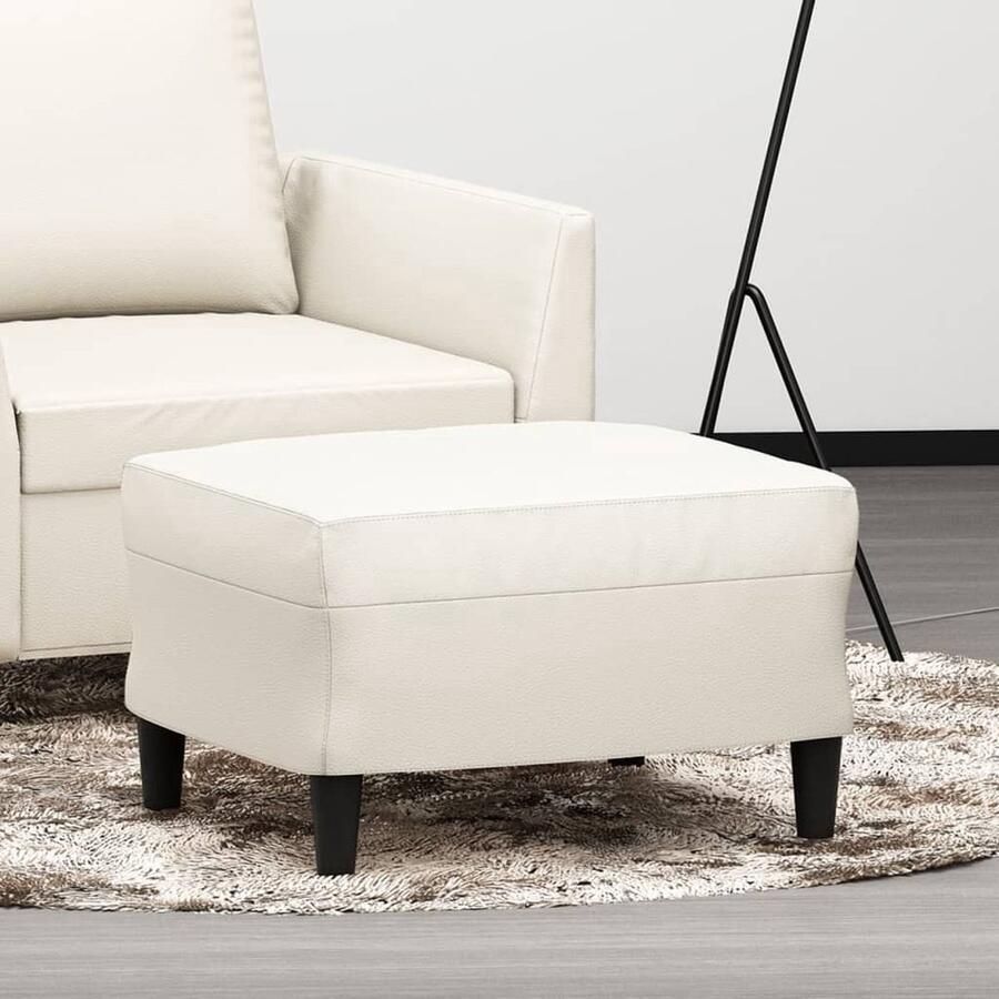 VidaXL Voetenbank Kunstleer Crème 60x50x41 cm Voetenbank Voetenbankjes Salontafel Lounge Meubilair Kunstleder