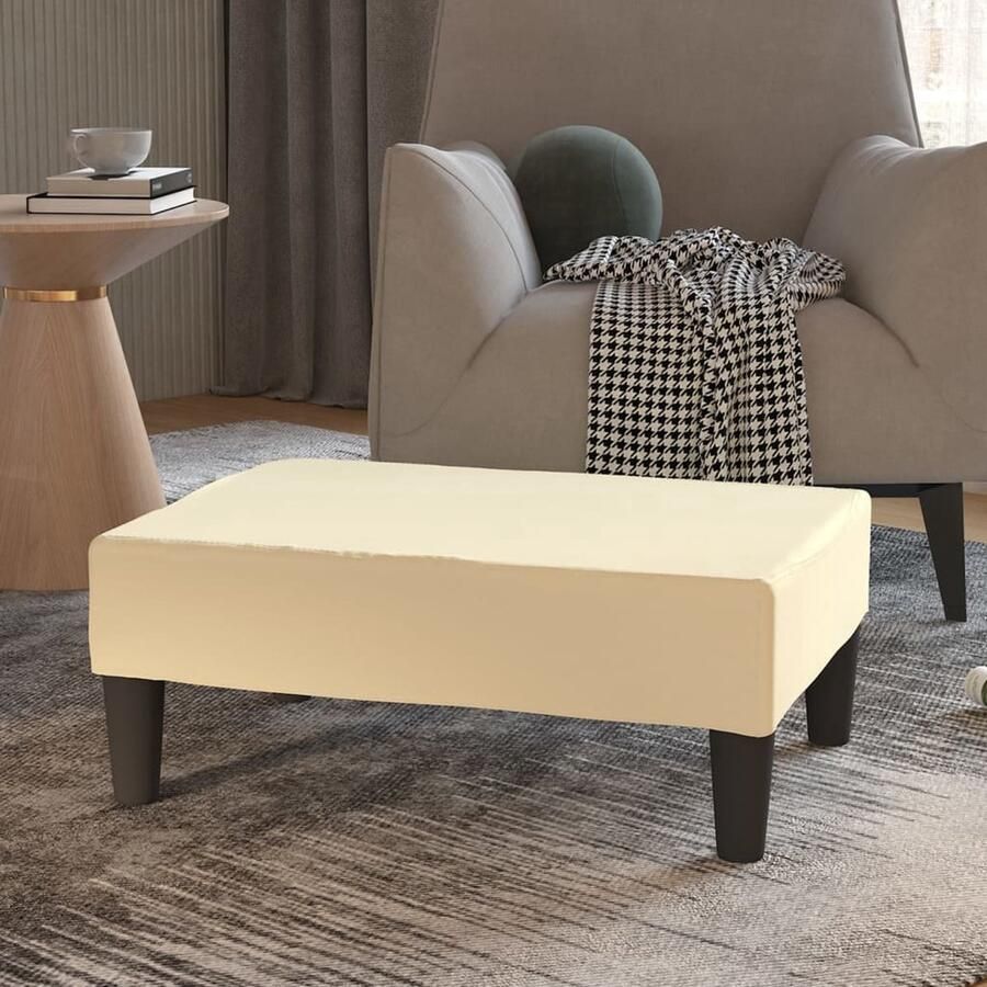 VidaXL Voetenbank Kunstleer Crème 78x56x32 cm Voetbank Voetenbank Kunstleder Bank Lounge Stoel Relaxstoel Moderne Meubels Beige Meubelen Living Accessoires Huiskamer Decoratie - Foto 2