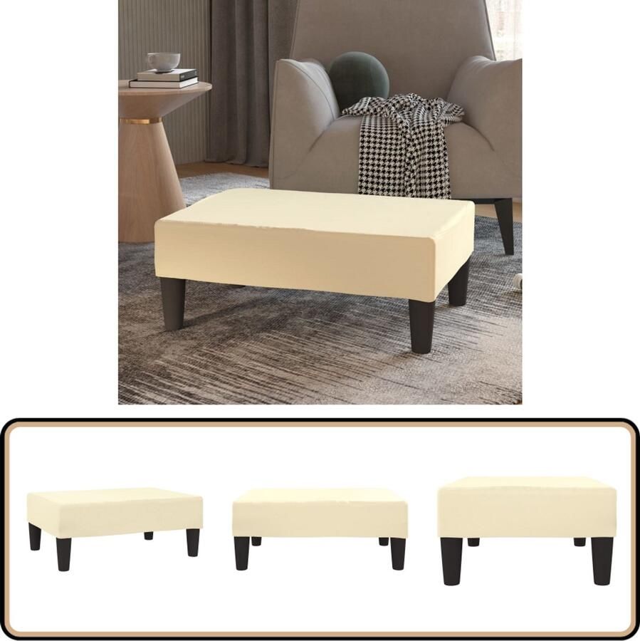 VidaXL Voetenbank Kunstleer Crème 78x56x32 cm Voetbank Voetenbank Kunstleder Bank Lounge Stoel Relaxstoel Moderne Meubels Beige Meubelen Living Accessoires Huiskamer Decoratie
