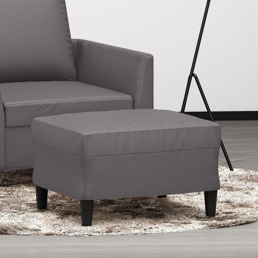 VidaXL Voetenbank Kunstleer Grijs 60x50x41 cm Voetenbank Voetenbankje Relaxstoel Woonkamer Meubilair Kunstleder Grijze Meubels Compact Meubel - Foto 2