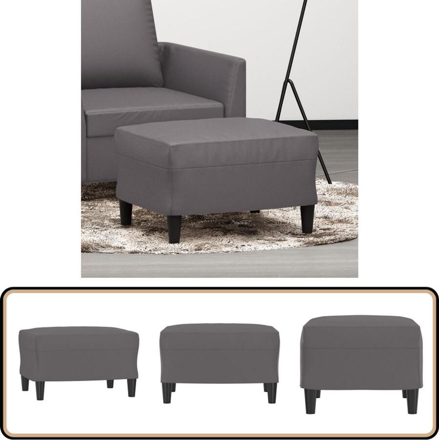 VidaXL Voetenbank Kunstleer Grijs 60x50x41 cm Voetenbank Voetenbankje Relaxstoel Woonkamer Meubilair Kunstleder Grijze Meubels Compact Meubel