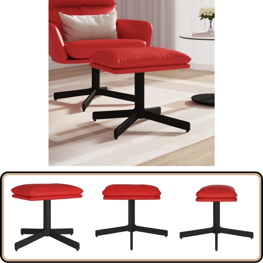 VidaXL Voetenbank Kunstleer Wijnrood 60x60x36 cm Voetenbank Lounge Stoel Bijzettafel Salon Meubilair Rood Meubilair Kunstleder Meubels - Foto 2