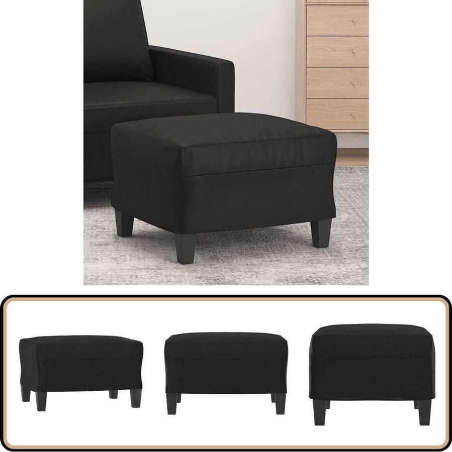 The Living Store Voetenbank 60x50x41 cm kunstleer zwart Voetenbank Zwart Kunstlederen Voetenbank Lounge Stoel Relaxstoel