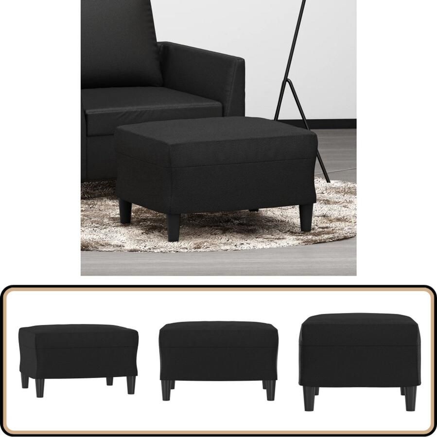 VidaXL Voetenbank Kunstleer Zwart 60x50x41 cm Voetenbank Zwart Kunstlederen Voetenbank Salontafel Lounge Stoel