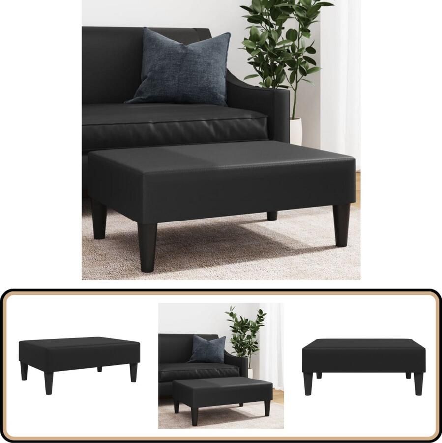 VidaXL Voetenbank Kunstleer Zwart 77x55x31 cm Voetenbank Voetenbanken Voetenbankje Voetensteun
