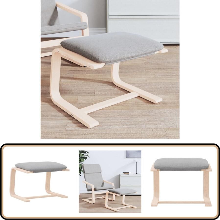 VidaXL Voetenbank Lichtgrijs 51x41x40 cm Inclusief kussen Voetenbank Relaxstoel Stoel Meubilair Woonkamer