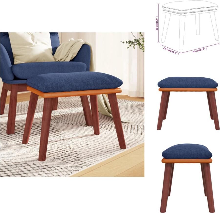 VidaXL Voetenbank Voetenbanken Voetenbankje Voetensteun Voetenbank 45x29 5x35 cm stof en kunstleer blauw - Foto 2