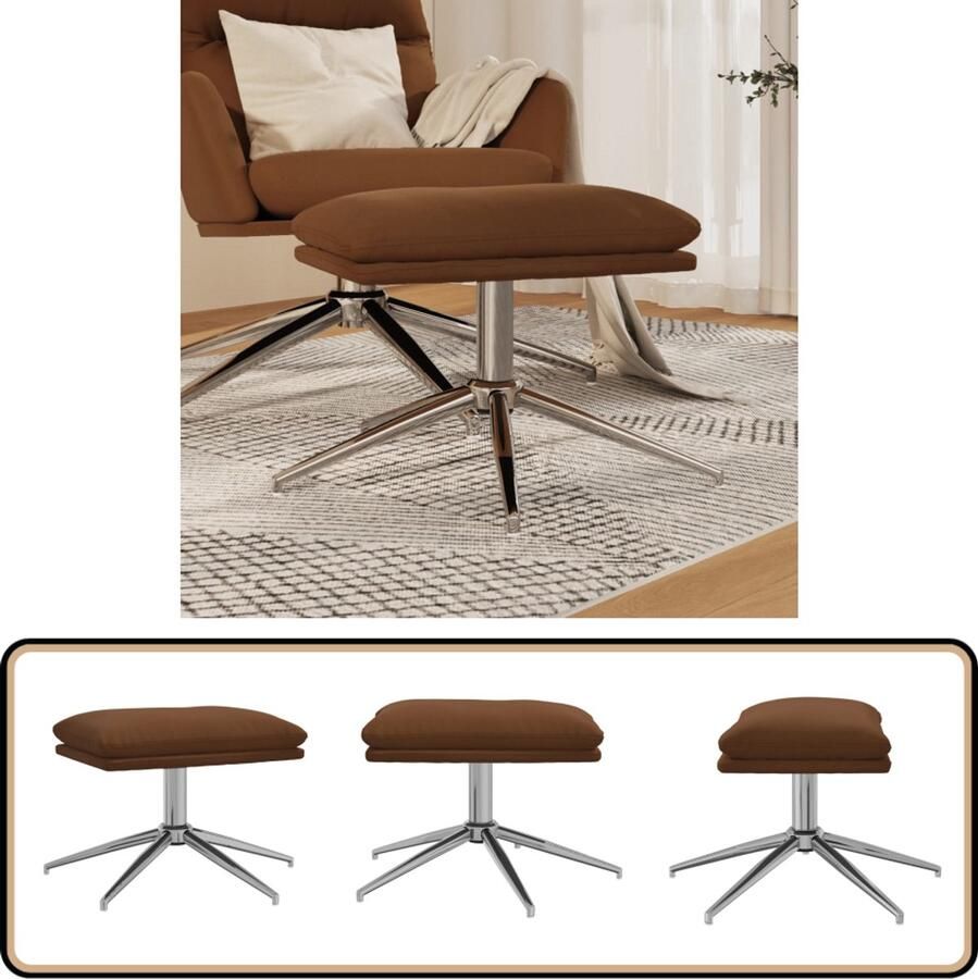 VidaXL Voetenbank Microvezelstof 60x60x35 cm Bruin Voetenbank Relaxstoel Bruine Meubelen Microfiber Stoffen Salonmeubilair Huiskamer Decoratie Kleine Meubels Compact Meubilair Trendy Meubels Moderne Voetensteunen