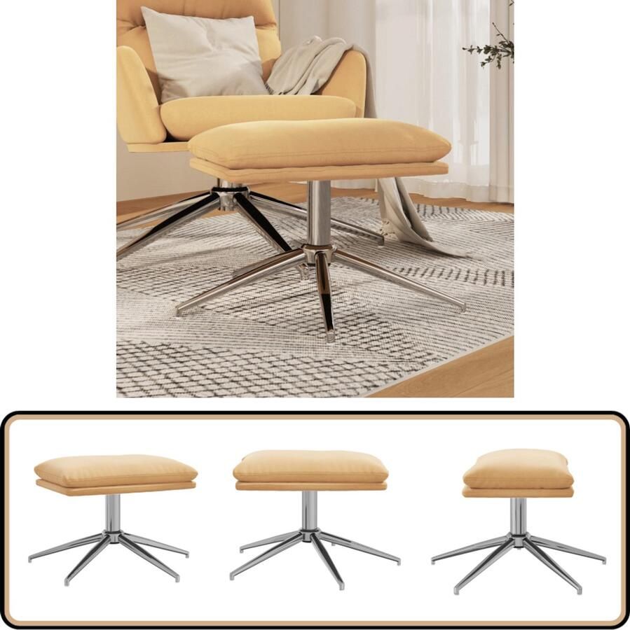 VidaXL Voetenbank Microvezelstof crèmekleurig Voetenbank Voetenbankje Microfiber Meubilair Lounge Stoel Bijzettafel