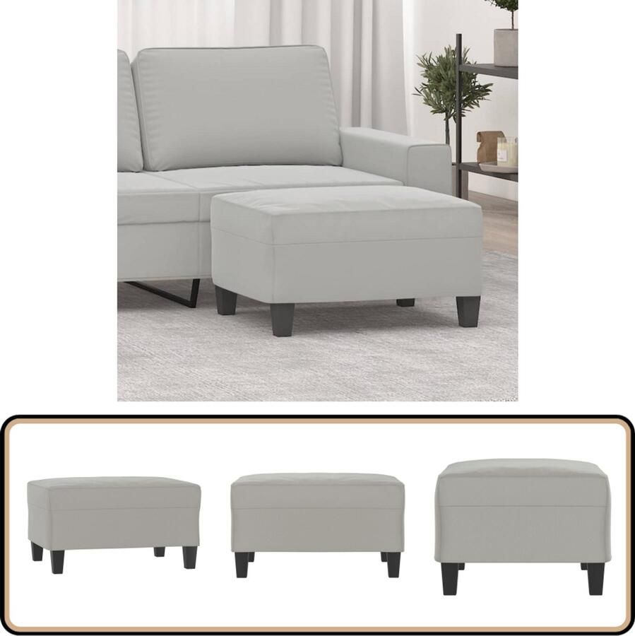 VidaXL Voetenbank Microvezelstof Lichtgrijs 70x55x41 cm Voetenbank Modern Meubilair Microvezel Stoffen Grijze Meubelen Relaxstoel Accessoires - Foto 2