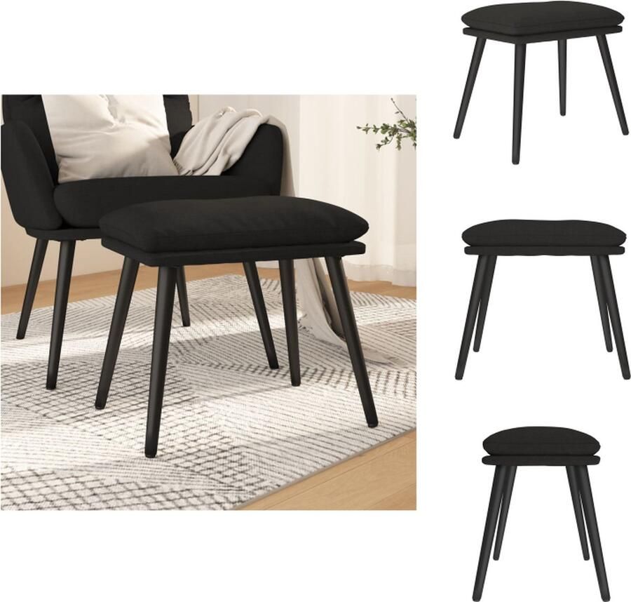 VidaXL Voetenbank Modern Meubels 45 x 29.5 x 35 cm Zwart Voetenbankje