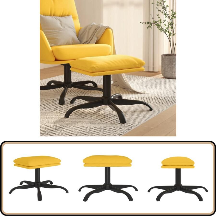 VidaXL Voetenbank Mosterdgeel 60x60x36 cm Voetenbank Stoffen Voetenbank Geel Mustard Yellow Footstool Moderne Voetenbank