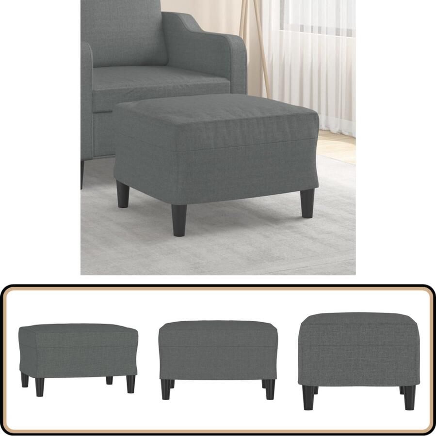 VidaXL Voetenbank Stof 60x50x41 cm Donkergrijs Voetenbank Stoffen Voetenbank Donkere Grijze Voetenbank Comfortabele Voetenbank Stabiele Voetenbank