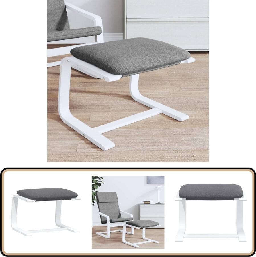 VidaXL Voetenbank Stof Donkergrijs Inclusief Kussen Voetenbank Stoffen Voetenbank Berghout Voetenbank Relaxstoel Accessoire Bijzettafel