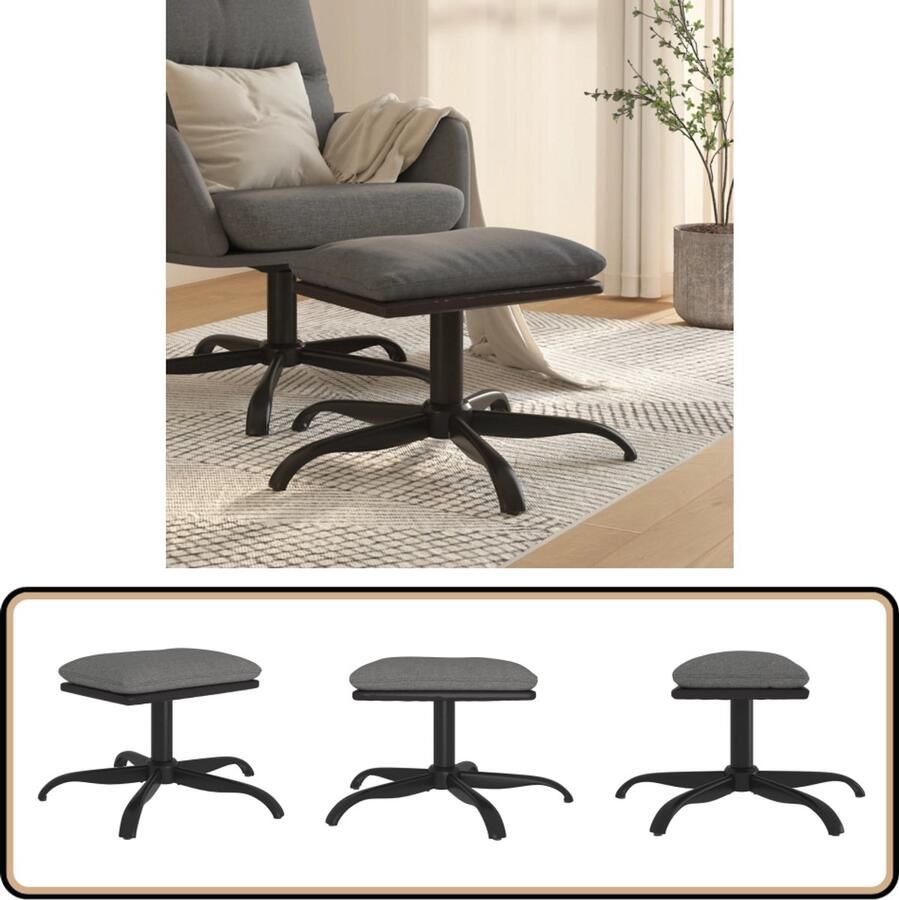 VidaXL Voetenbank Stof en Kunstleer 60x60x36 cm Voetenbank Relaxstoel Lounge Stoel Huiskamer Meubels Grijs Meubilair Moderne Voetenbank Voetensteun