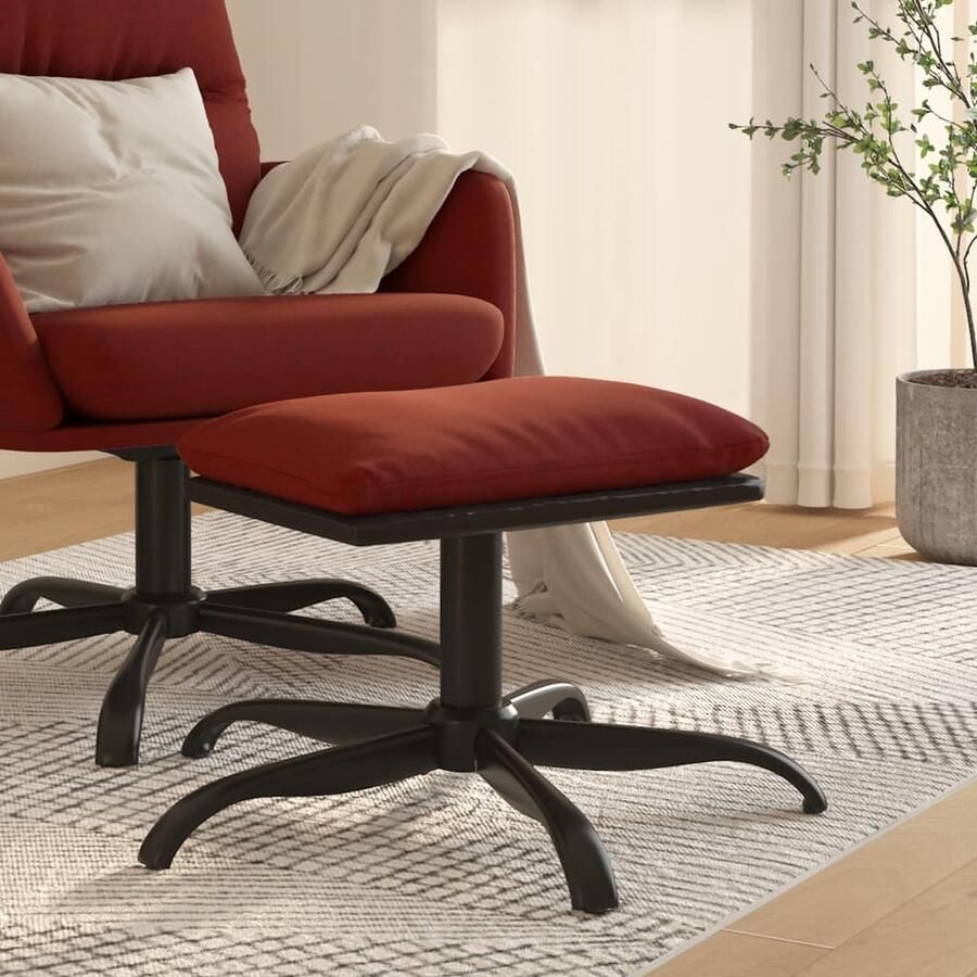 VidaXL Voetenbank Stof en Kunstleer Wijnrood 60x36cm Voetenbank Voetenbankje Relaxstoel Lounge Stoel Zachte Voetenbank Vintage Voetenbank Rood Meubilair Zwarte Meubelen - Foto 2