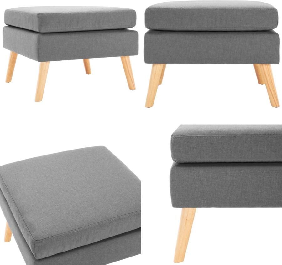 VidaXL Voetenbank stof lichtgrijs Voetenbank Voetenbanken Voetenbankje Voetenbankjes