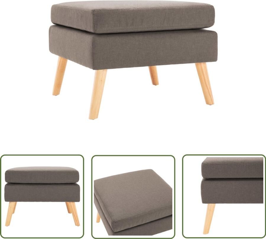 The Living Store Voetenbankje Moderne Stof 54 x 54 x 43.5 cm Taupe Voetbank Voetenbankje Stoffen Bankje Lounge Meubilair Relaxstoel - Foto 2