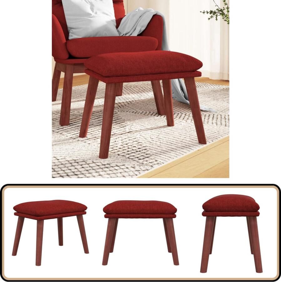 VidaXL Voetenbank Stof Wijnrood 45x29 5x35 cm Voetenbank Stoffen Voetenbank Moderne Voetenbank Loungevoetbank Relaxstoel
