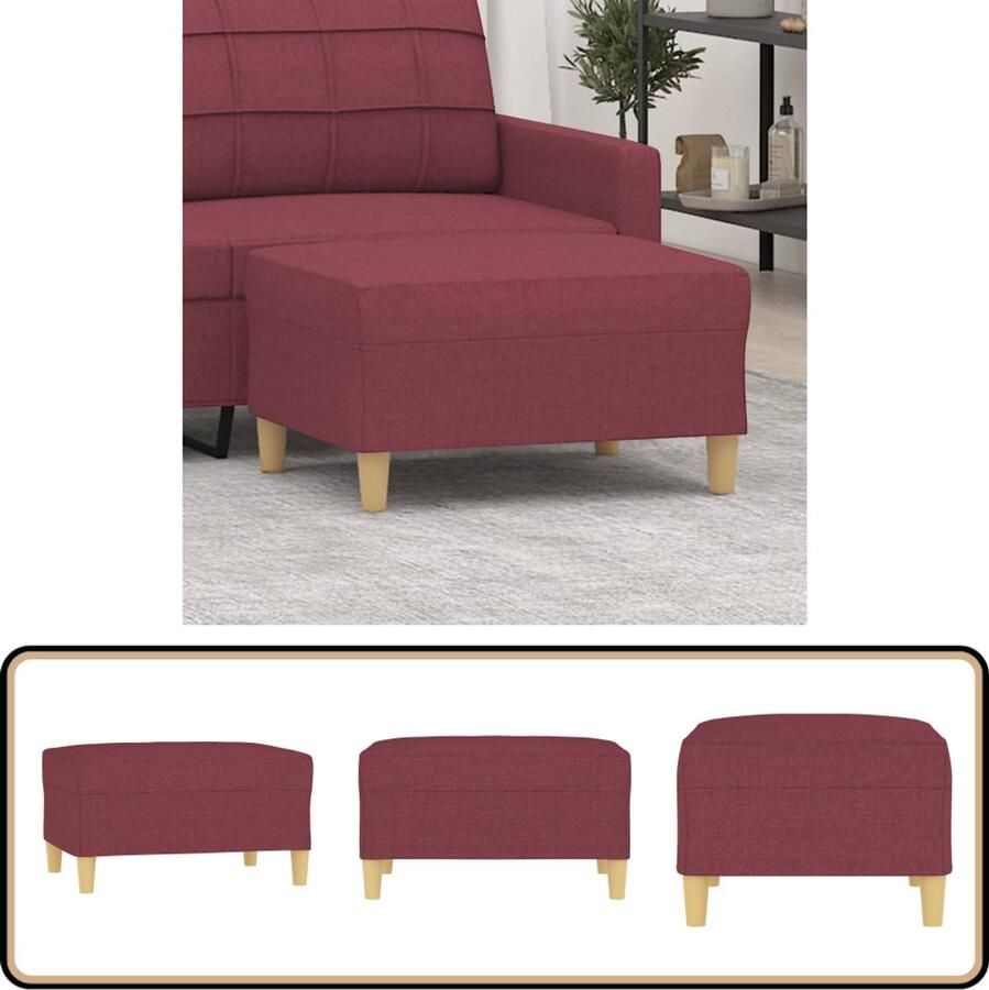 VidaXL Voetenbank Stof Wijnrood 70x55x41 cm Voetenbank Relaxstoel Lounge Woonkamer Meubilair Rood Meubilair