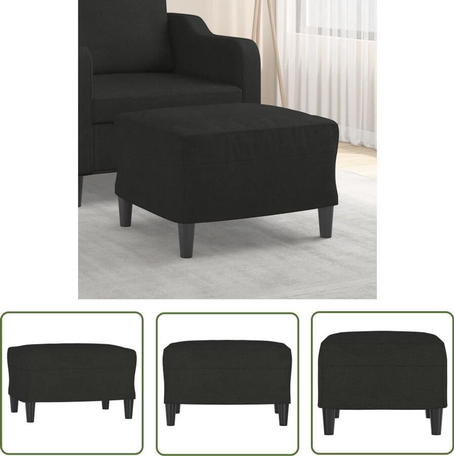 VidaXL Voetenbank Stof Zwart 60x50x41 cm Voetenbank Zwart Stoffen Voetenbank Moderne Voetenbank Kleine Voetenbank