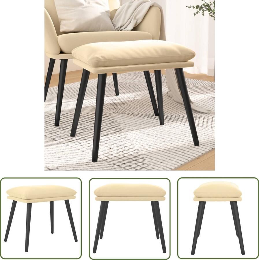 The Living Store Voetenbank Meubels 45 x 29.5 x 35 cm Crèmewit Voetbank Voetenbank Relaxstoel Lounge Stoel Salontafel