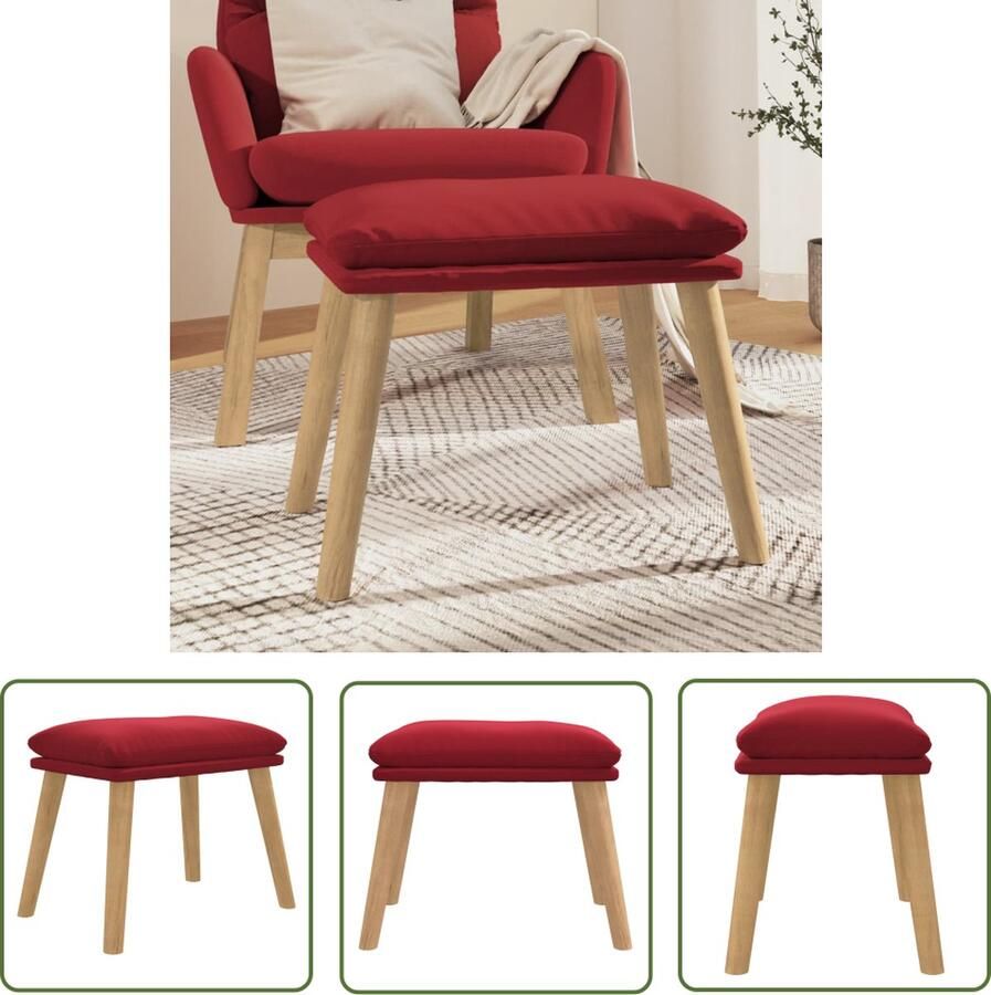 VidaXL Voetenbank Voetbank Voetenbank 45x29 5x35 cm fluweel wijnrood Lounge Stoel Relaxstoel Zachte Meubels
